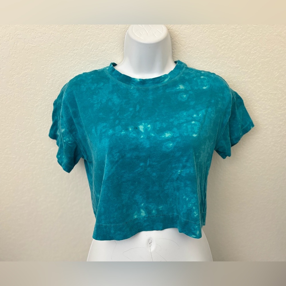 Old Navy Teal Tie-Dye Crop Tee
